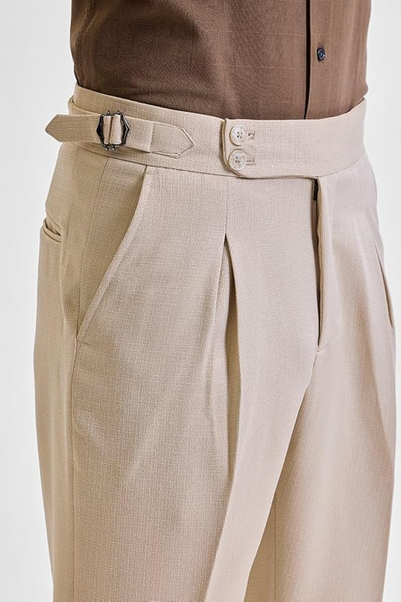 SNITCH Beige Slim Fit Stretch Trousers - Image 6